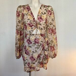 Floral Chiffon Dress with Long Sleeves